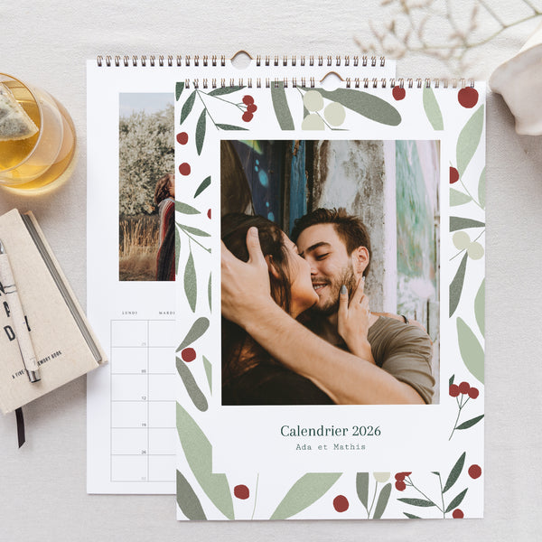 Calendrier Fin d'année Mural A3 Motif noël, tons verts photo