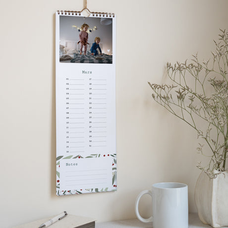 Calendrier Fin d'année Perpétuel Motif noël, tons verts