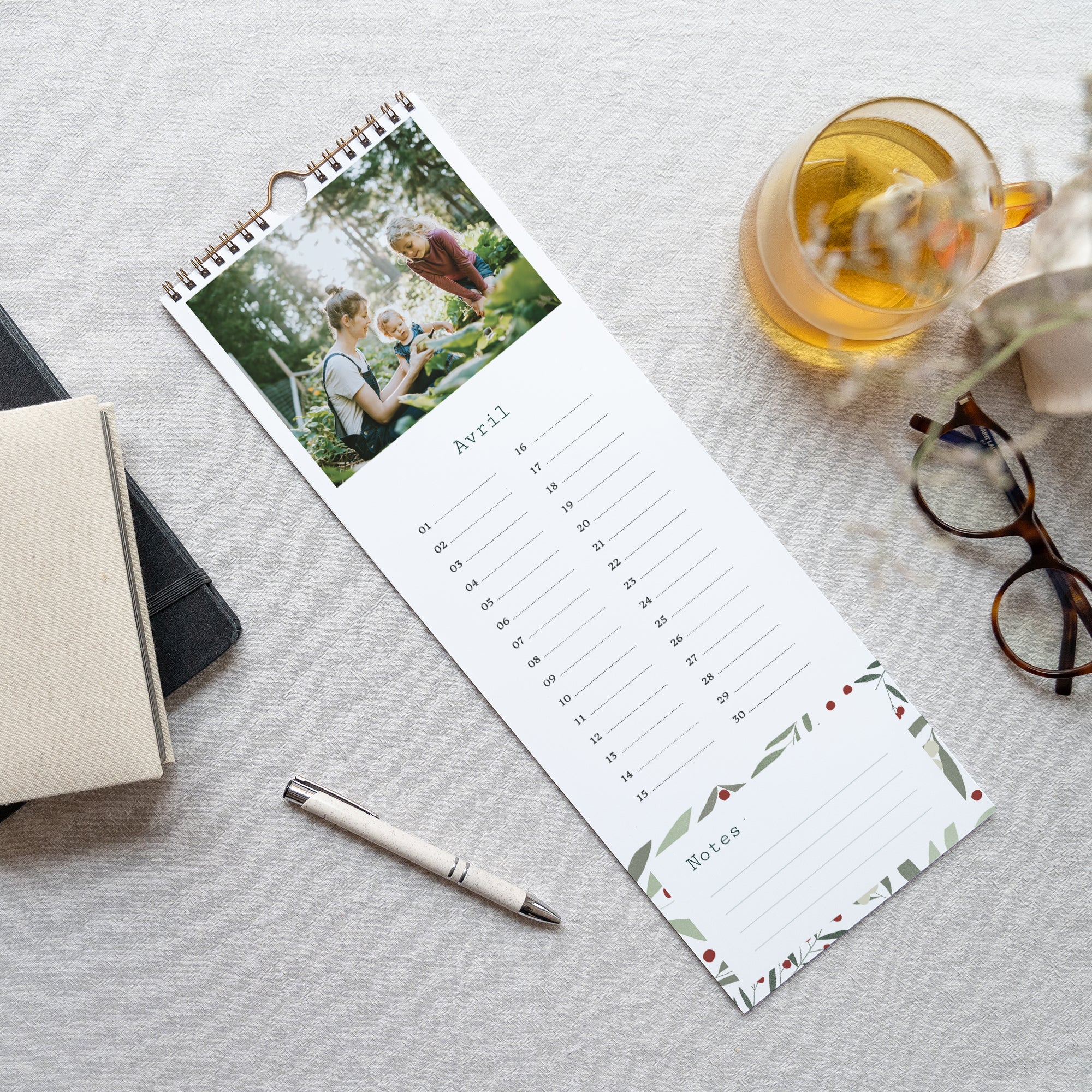 Calendrier Fin d'année Perpétuel Motif noël, tons verts photo N° 3