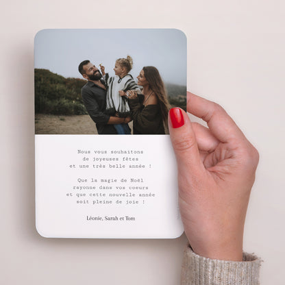 Carte de Noel Fin d'année Portrait, bords arrondis motif noël, tons verts photo N° 3