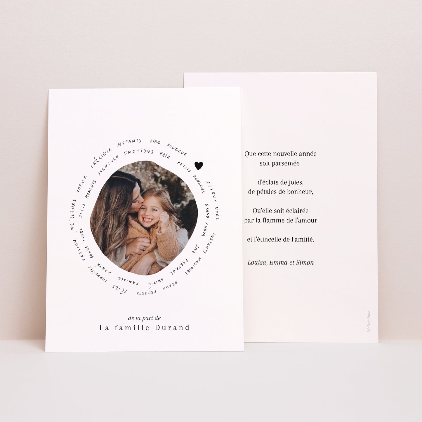 Carte de Noel Fin d'année Portrait photo, petits mots photo N° 1