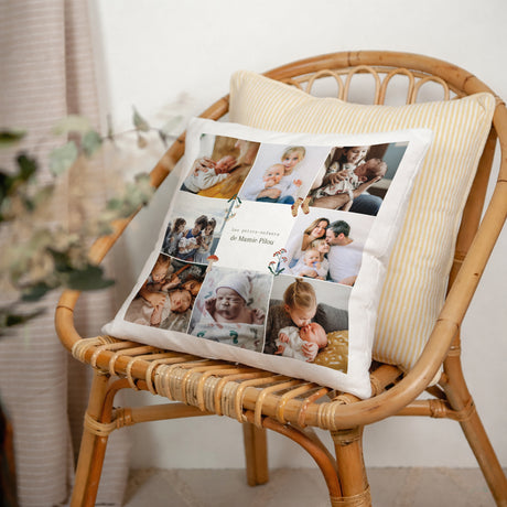 Coussin Fin d'année Beige naturel Joyeux noël, chêne, champignons