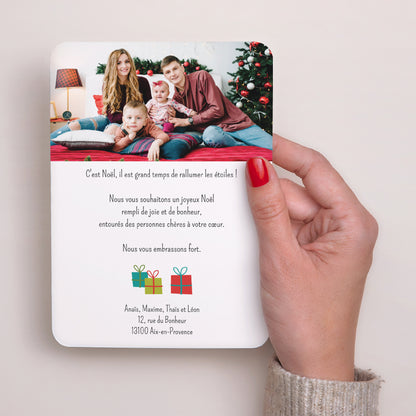 Carte de Noel Fin d'année Portrait, bords arrondis Sapins photo N° 3