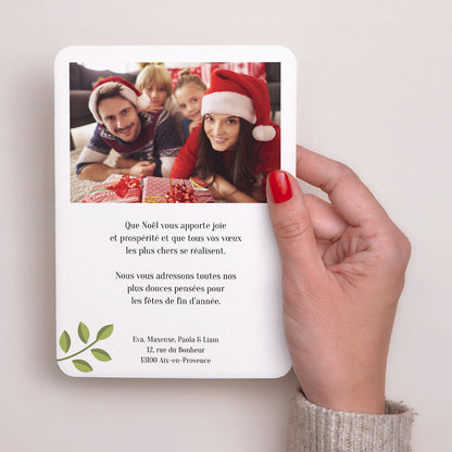 Carte de Noel Fin d'année Portrait, bords arrondis Colombe photo N° 3