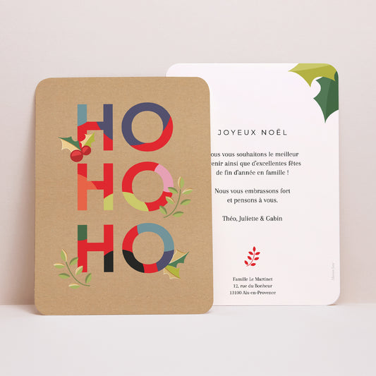 Carte de Noel Fin d'année Portrait, bords arrondis Hohoho photo