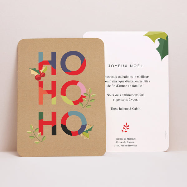 Carte de Noel Fin d'année Portrait, bords arrondis Hohoho photo