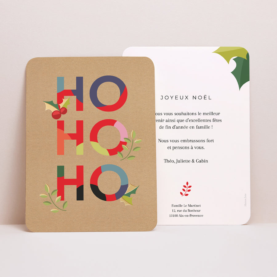 Carte de Noel Fin d'année Portrait, bords arrondis Hohoho photo