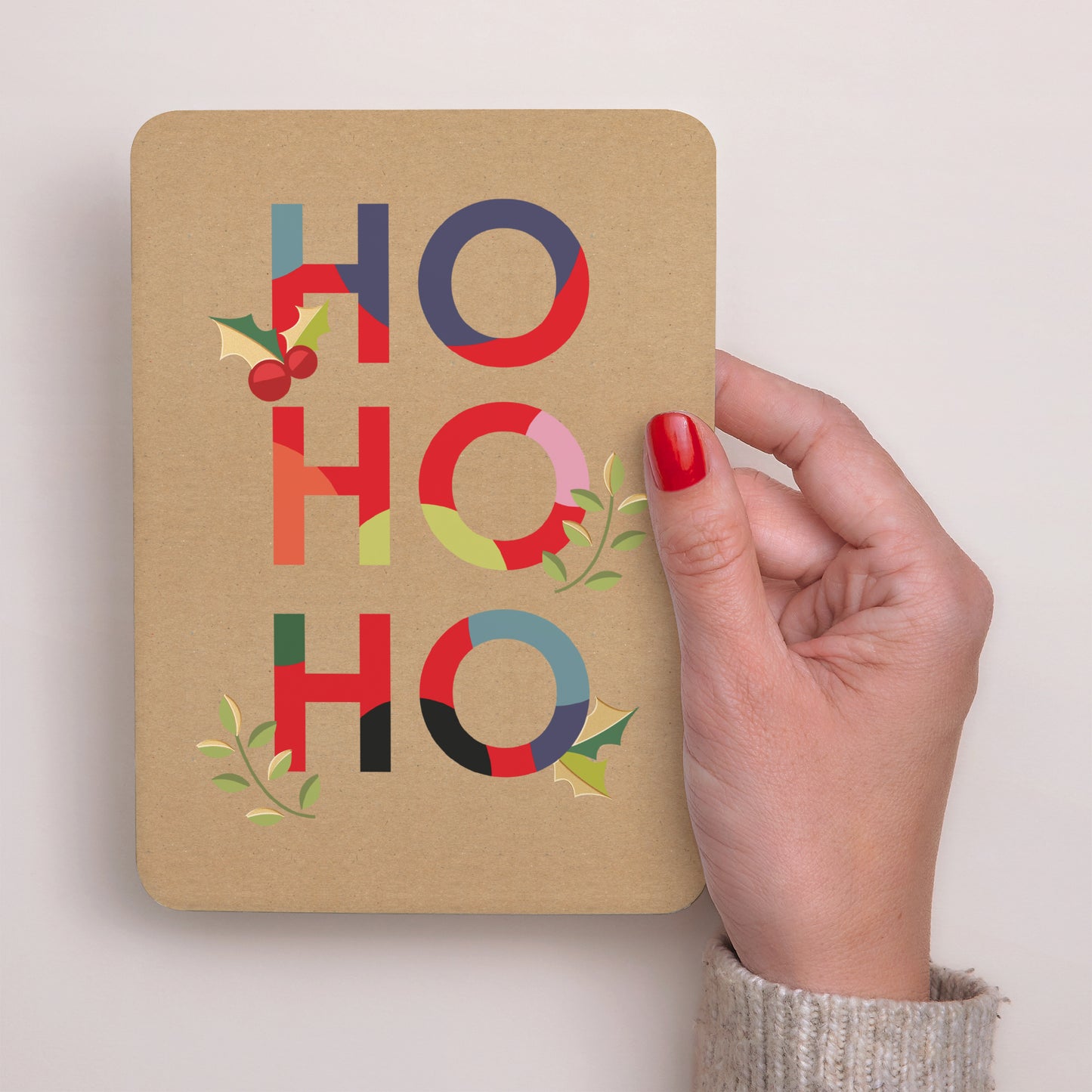 Carte de Noel Fin d'année Portrait, bords arrondis Hohoho photo N° 2