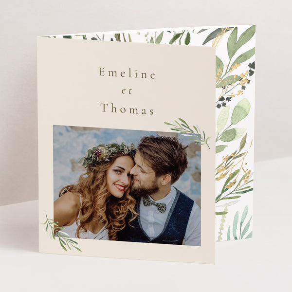 Remerciements Mariage Triptyque asymétrique Végétal, Eclats Dorés photo