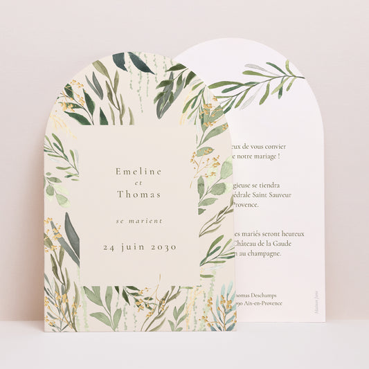 Faire-part Mariage Arche Végétal, Eclats Dorés photo