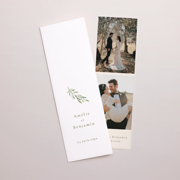 Remerciements Mariage Marque-page photo Végétal, Eclats Dorés photo
