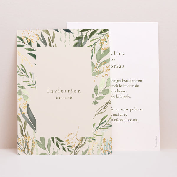 Invitations Mariage Portrait Végétal, Eclats Dorés photo