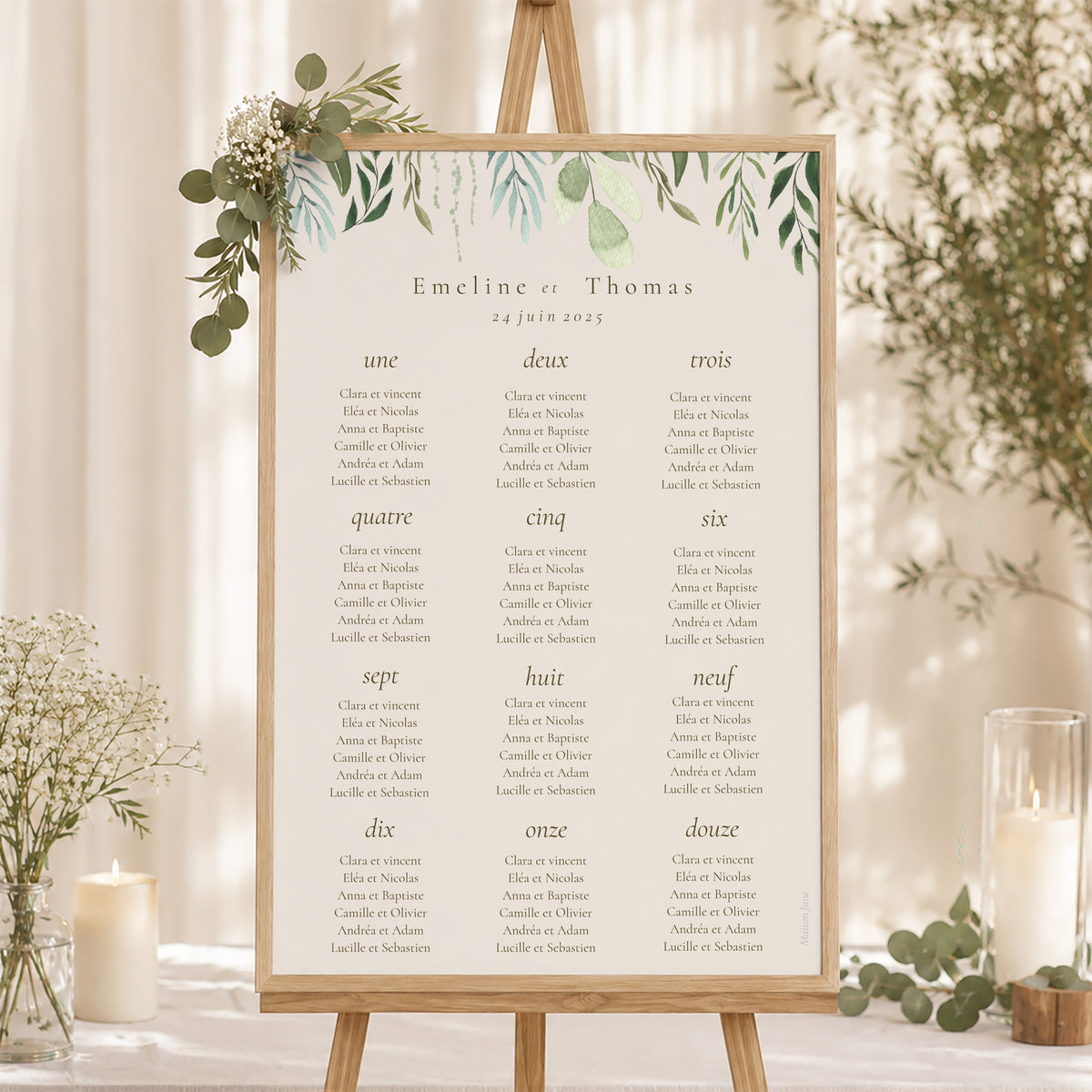 Plan de table Mariage Portrait Végétal, Eclats Dorés photo N° 1