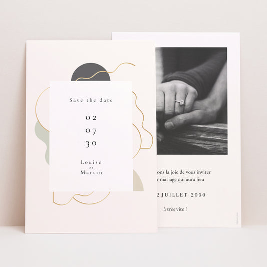 Save the date Mariage Portrait Ondulations Modernes photo