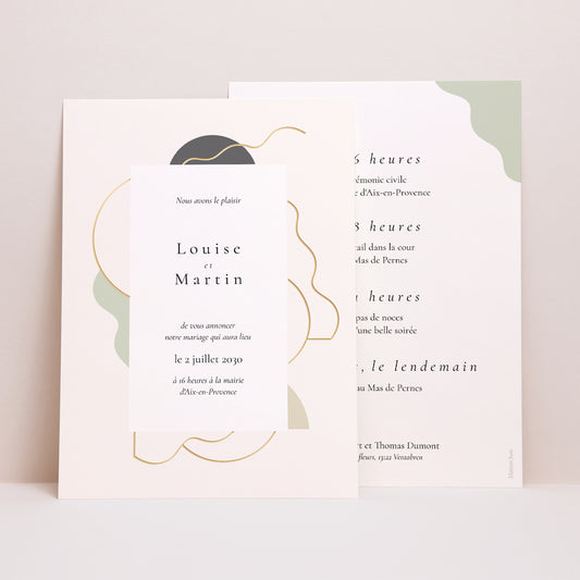 Faire-part Mariage Grand format rectangle Ondulations Modernes photo