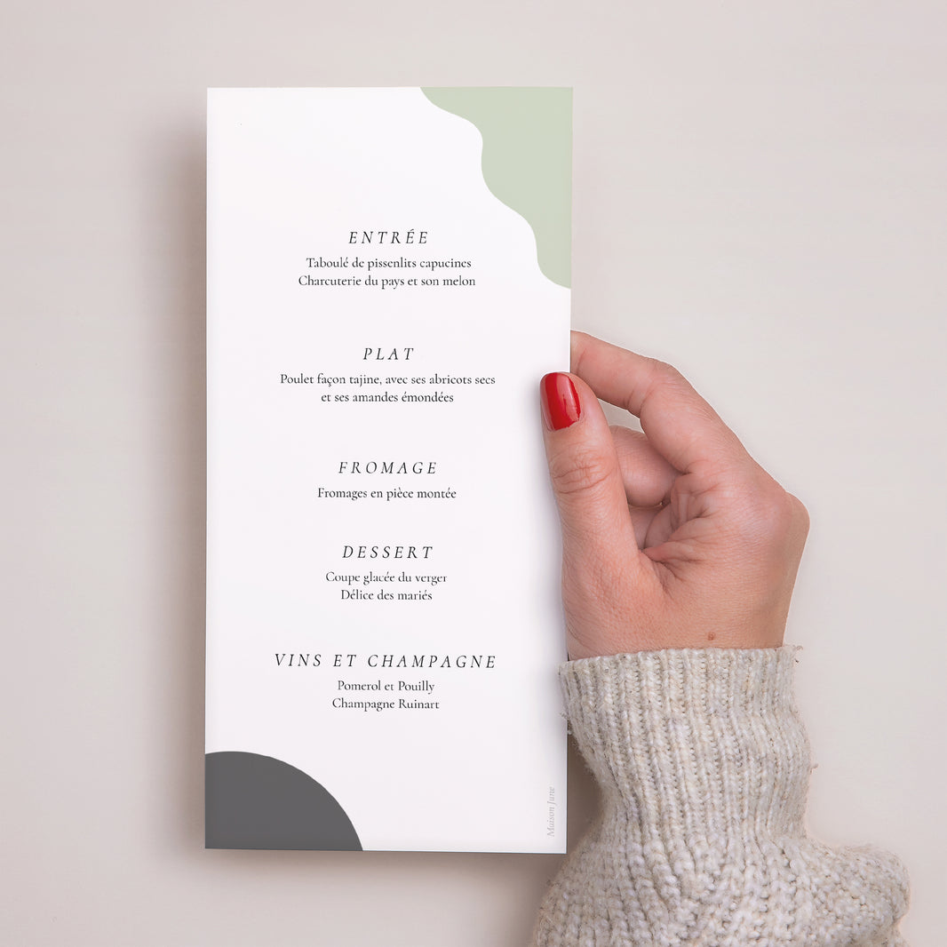 Menu Mariage Panoramique portrait Ondulations Modernes photo N° 3