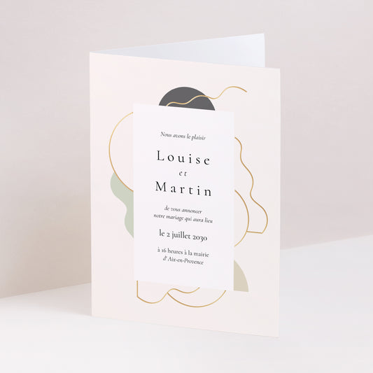 Faire-part Mariage Portrait double volet Ondulations Modernes photo