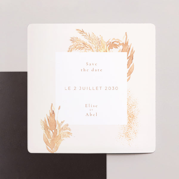 Save the date Mariage Lot de 9, magnétique Pampa, cadre décentré photo