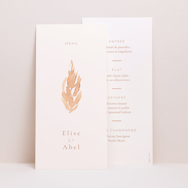 Menu Mariage Panoramique portrait Pampa, cadre décentré photo