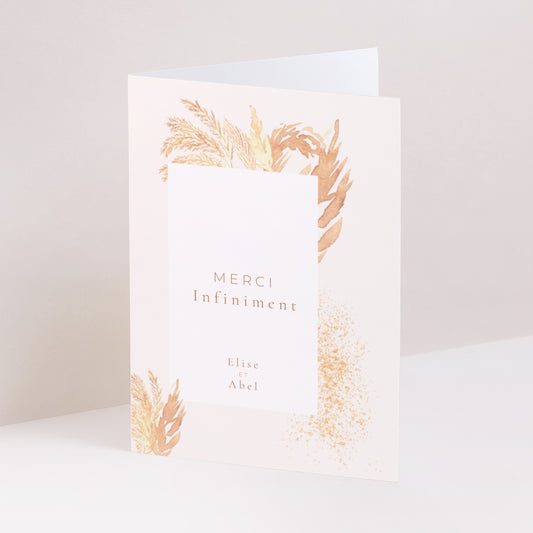 Remerciements Mariage Portrait double volet pampa, cadre décentré photo