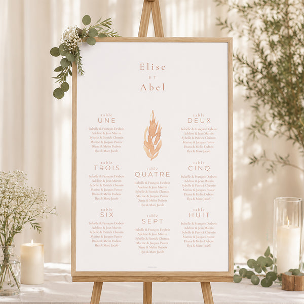 Plan de table Mariage Portrait 60 x 90 cm Pampa, cadre décentré photo