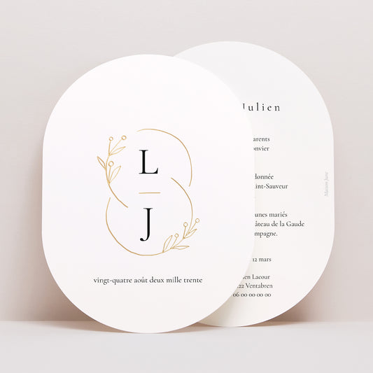 Faire-part Mariage Ovale Infini Floral photo