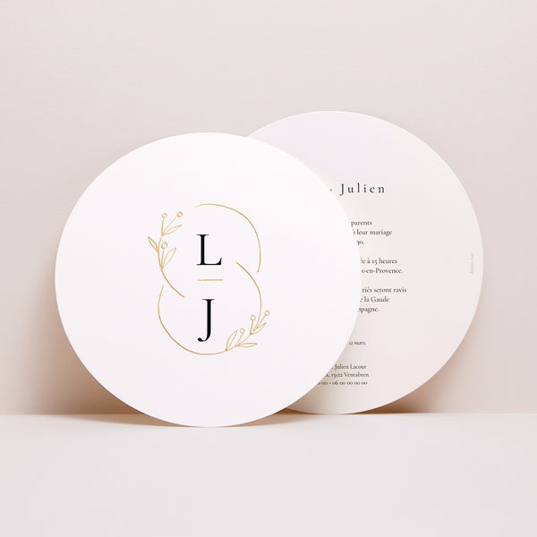 Faire-part Mariage Rond Infini Floral photo