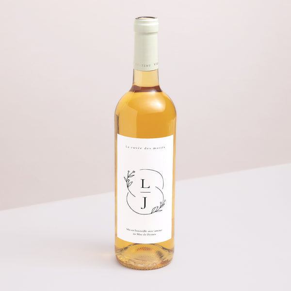 Etiquette bouteille Mariage Portrait Infini Floral photo