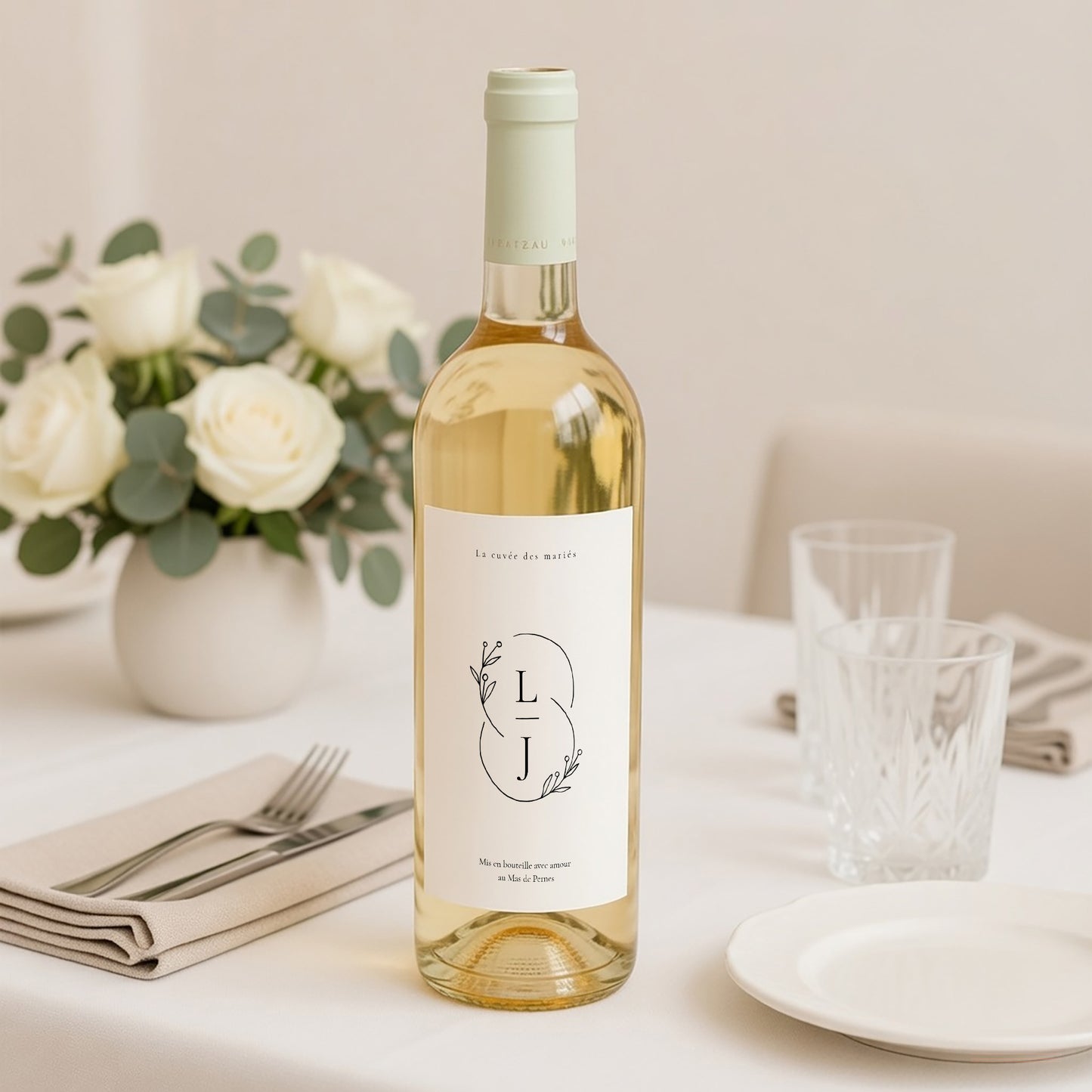 Etiquette bouteille Mariage Portrait Infini Floral photo N° 2