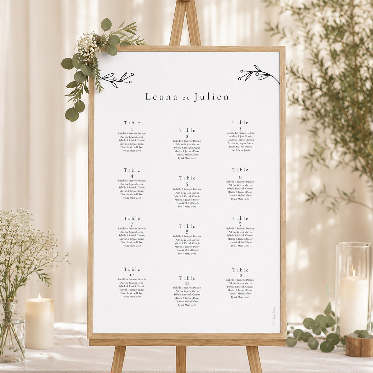 Plan de table Mariage Portrait Infini Floral photo N° 1