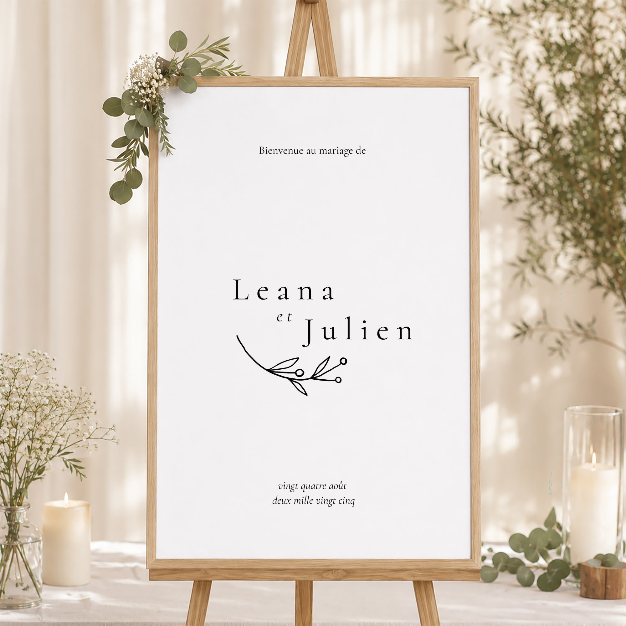 Panneau bienvenue Mariage Portrait 60 x 90 cm Infini Floral photo N° 1