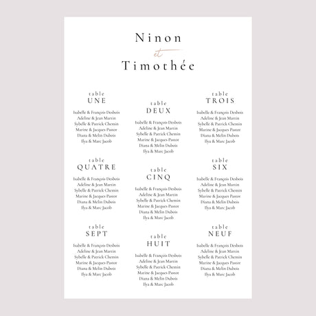 Plan de table Mariage Portrait Amour infini