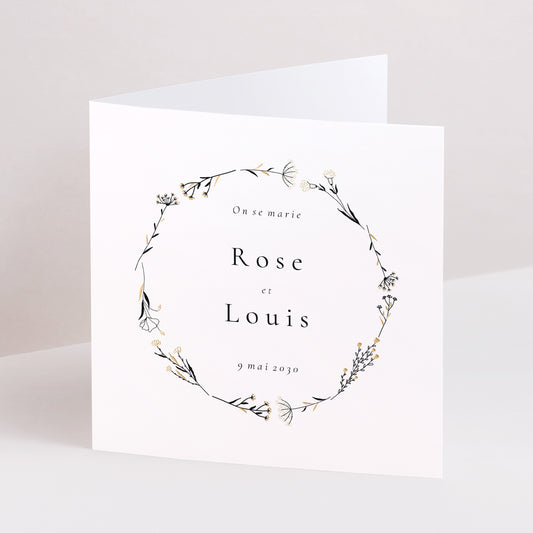 Faire-part Mariage Carré double volet Harmonie Végétale photo