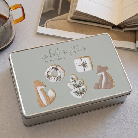 Boite métallique Fin d'année Rectangle Biscuit d'hiver