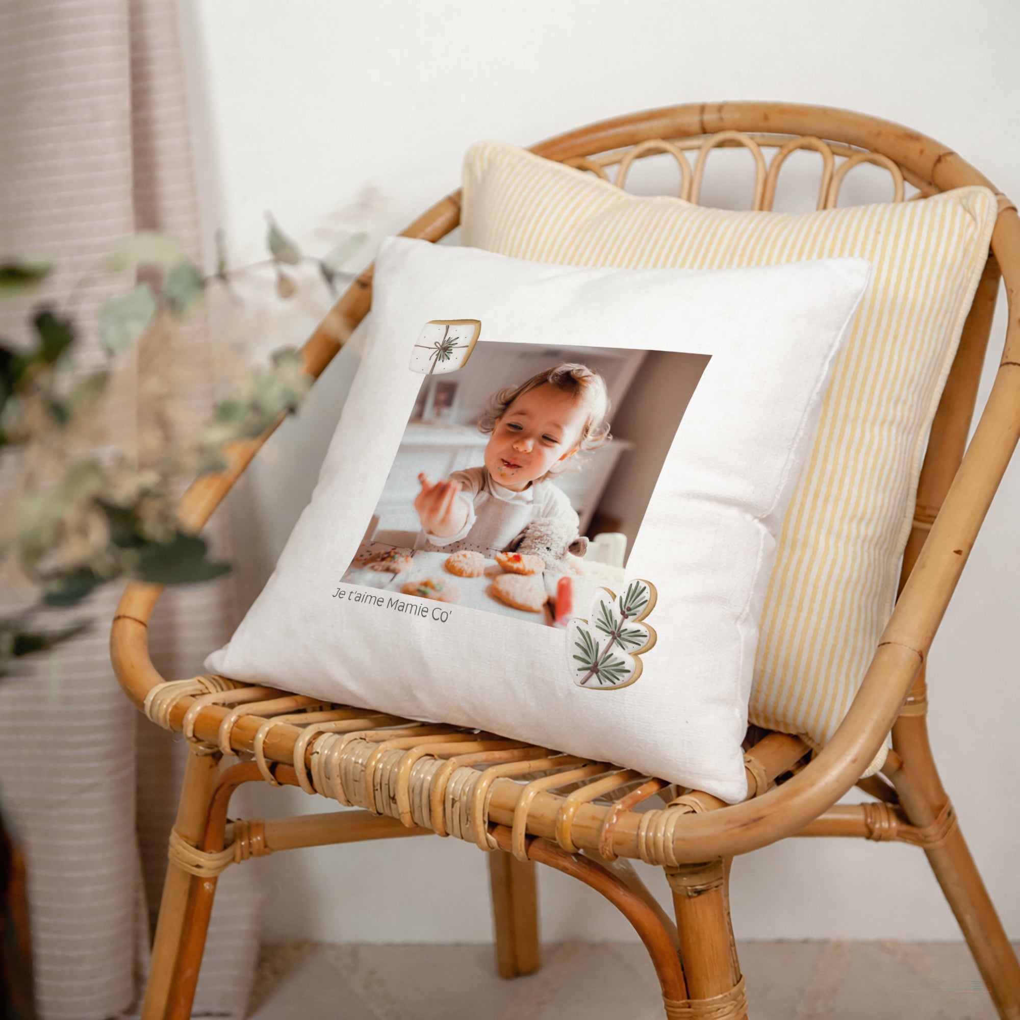 Coussin Fin d'année Beige naturel Biscuit d'hiver photo N° 2