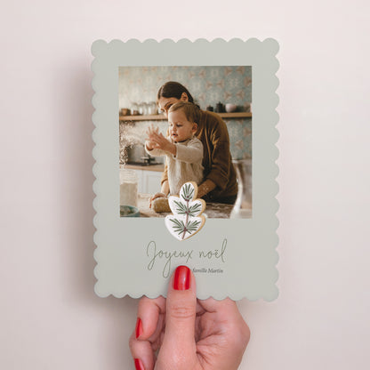 Carte de Noel Fin d'année Portrait, bords biscuit Biscuit d'hiver photo N° 2