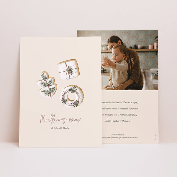 Carte de voeux Fin d'année Portrait Biscuit d'hiver photo