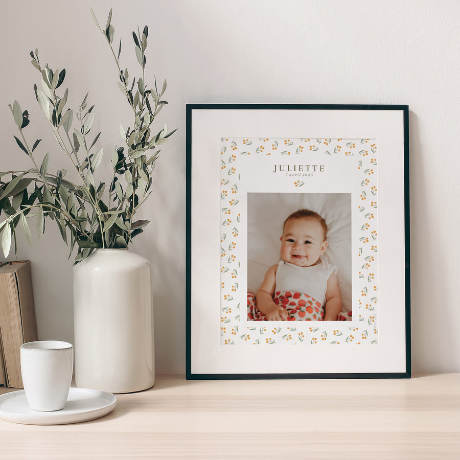 Affiche Naissance Portrait Poussin & motifs photo