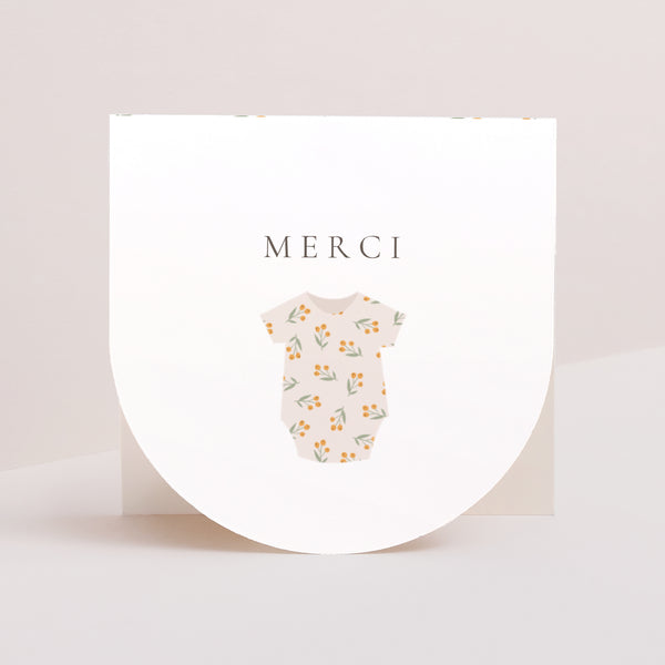 Remerciements Naissance Carré double volet demi-lune Body fleuri photo