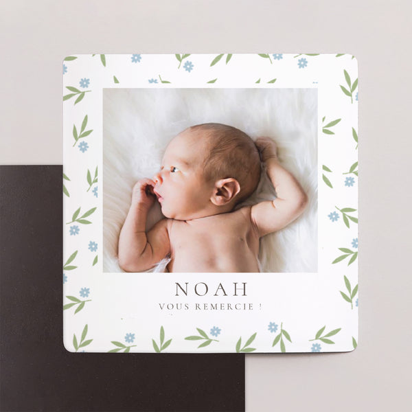 Remerciements Naissance Lot de 9, magnétique Body fleurs bleues photo