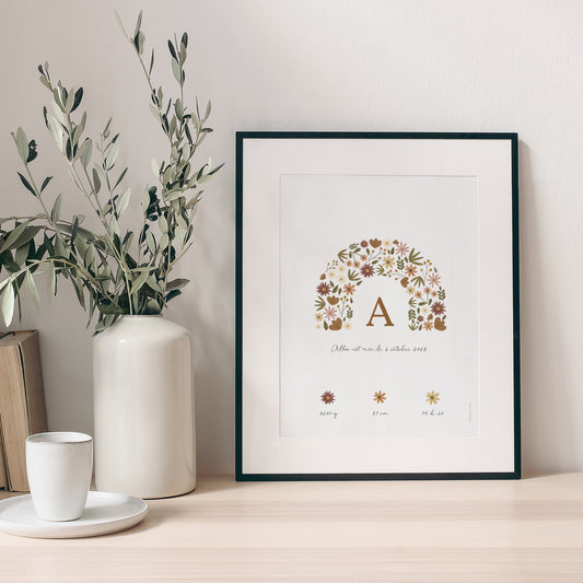 Affiche Naissance Portrait Arc en fleurs Automnal photo