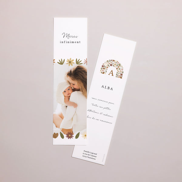 Remerciements Naissance Marque-page Arc en fleurs Automnal photo