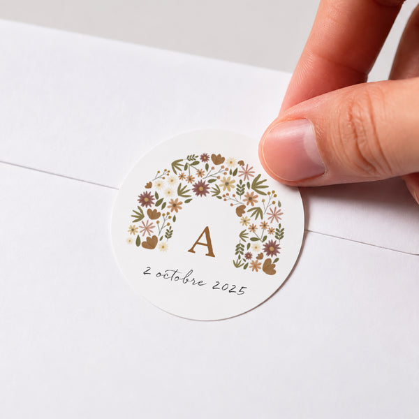 Sticker Naissance Rond Arc en fleurs Automnal photo