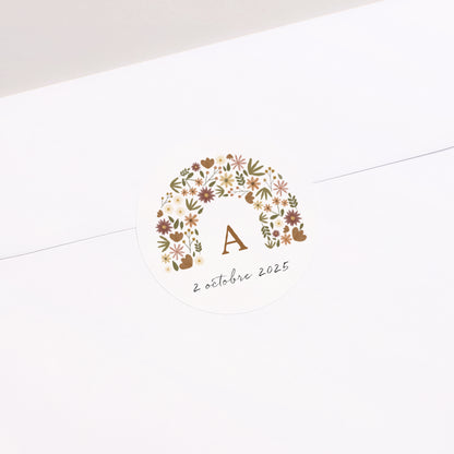 Sticker Naissance Rond Arc en fleurs Automnal photo N° 1