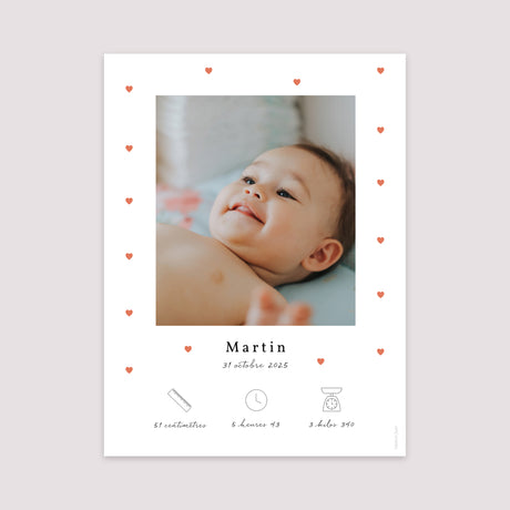 Affiche Naissance Portrait 30 x 40 cm Atout Coeur