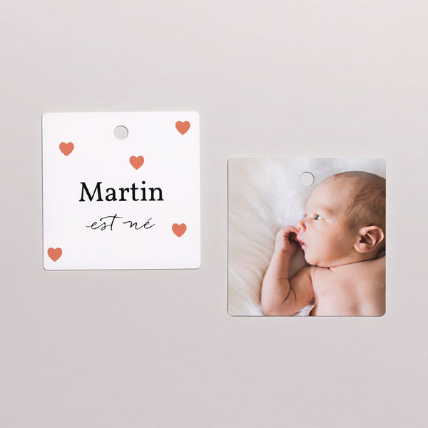 Etiquette perforée Naissance Carrée Atout Coeur photo