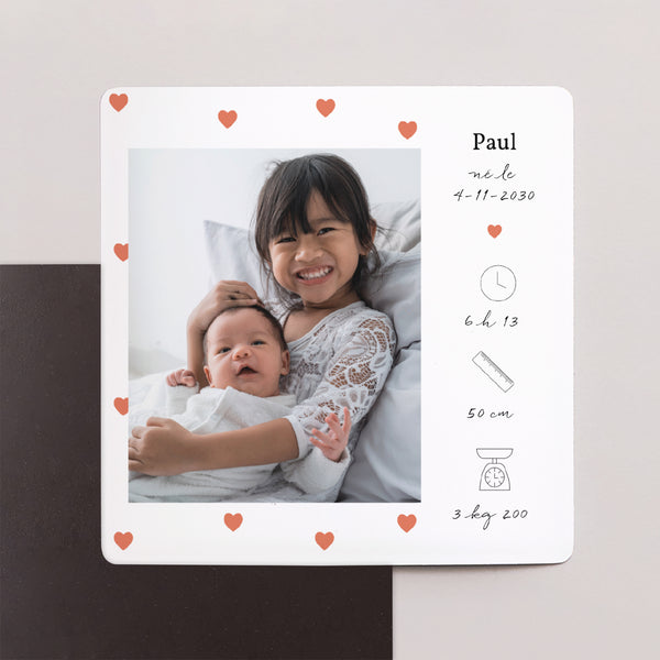 Faire-part Naissance Lot de 9, magnétique Atout Coeur photo