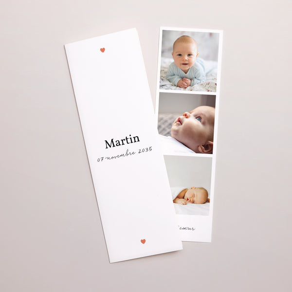 Faire-part Naissance Marque-page photo Atout Coeur photo