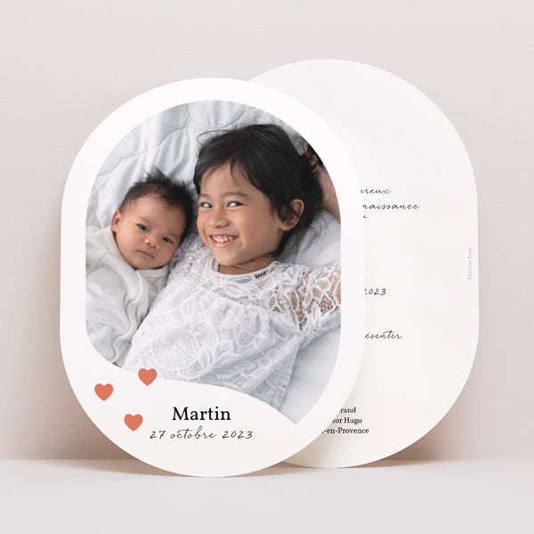 Faire-part Naissance Ovale Atout Coeur photo