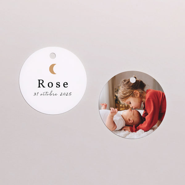 Etiquette perforée Naissance Ronde Clair de Lune photo